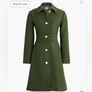 J.Crew Day Lady Coat Pine Green Wool Blend Tailored Midi NWT Size 12 *Sold Out*